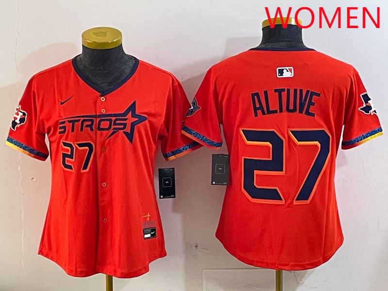 Women Houston Astros #27 Altuve Orange Fourth generation Joint Name Nike 2025 MLB Jersey style 4